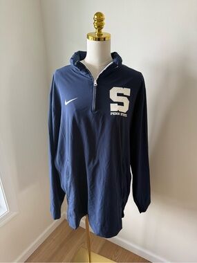 Nike Navy and White Penn State 1/4 Zip Pullover